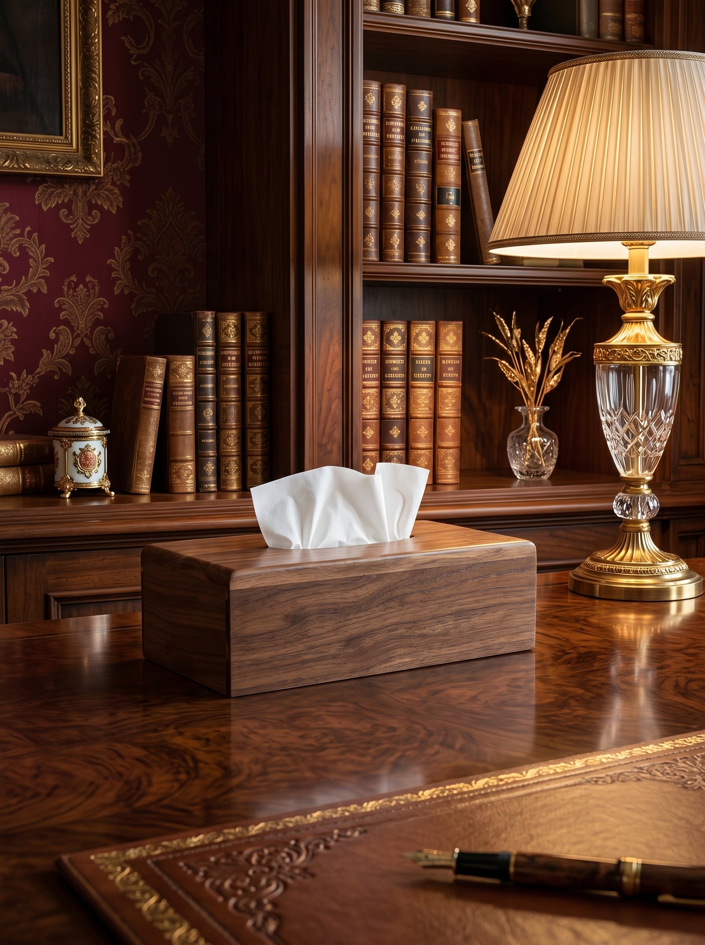 Wooden tissue box