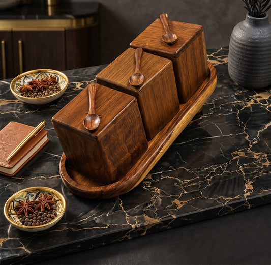 Wooden salt set