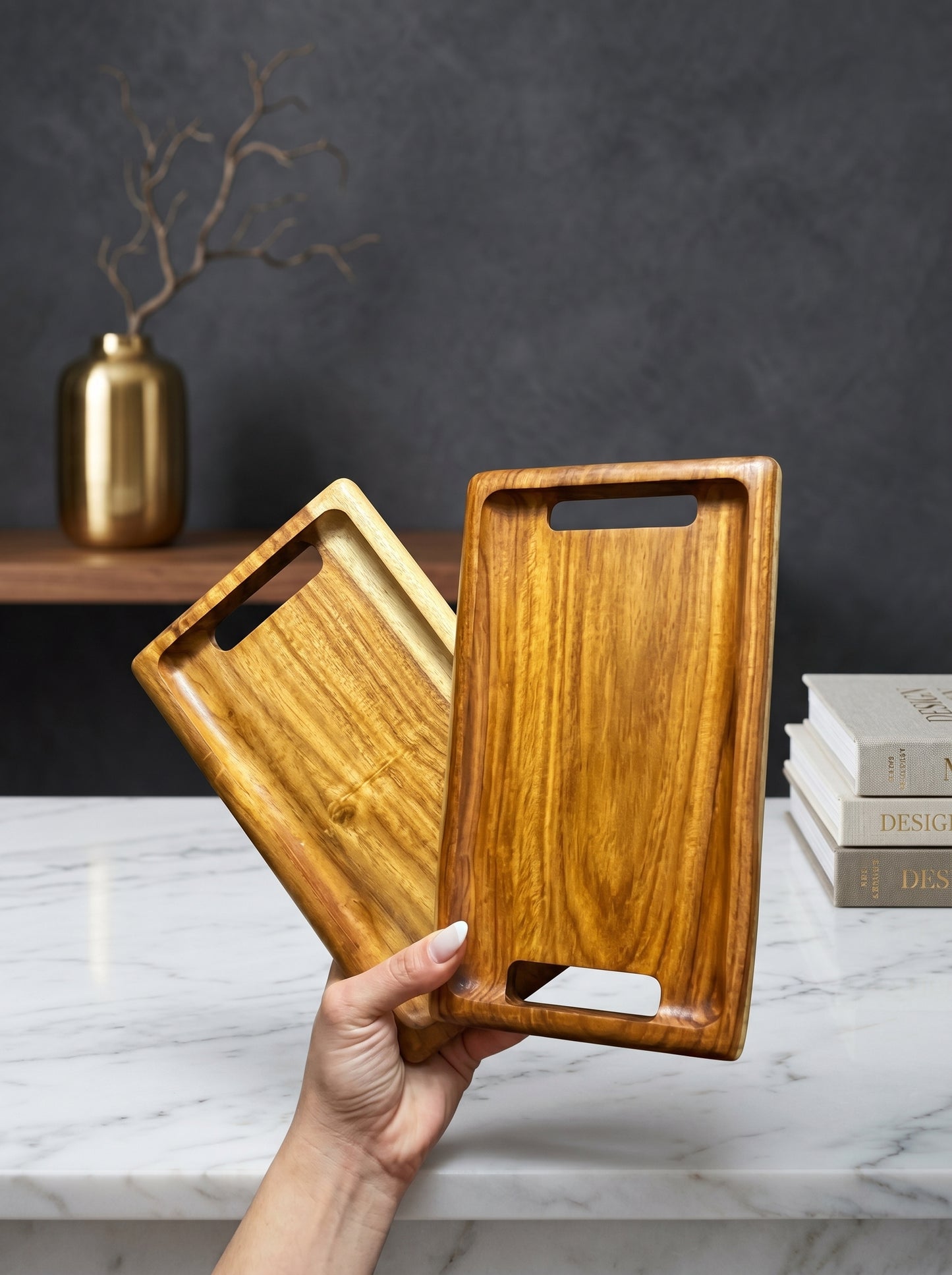Two serving tray